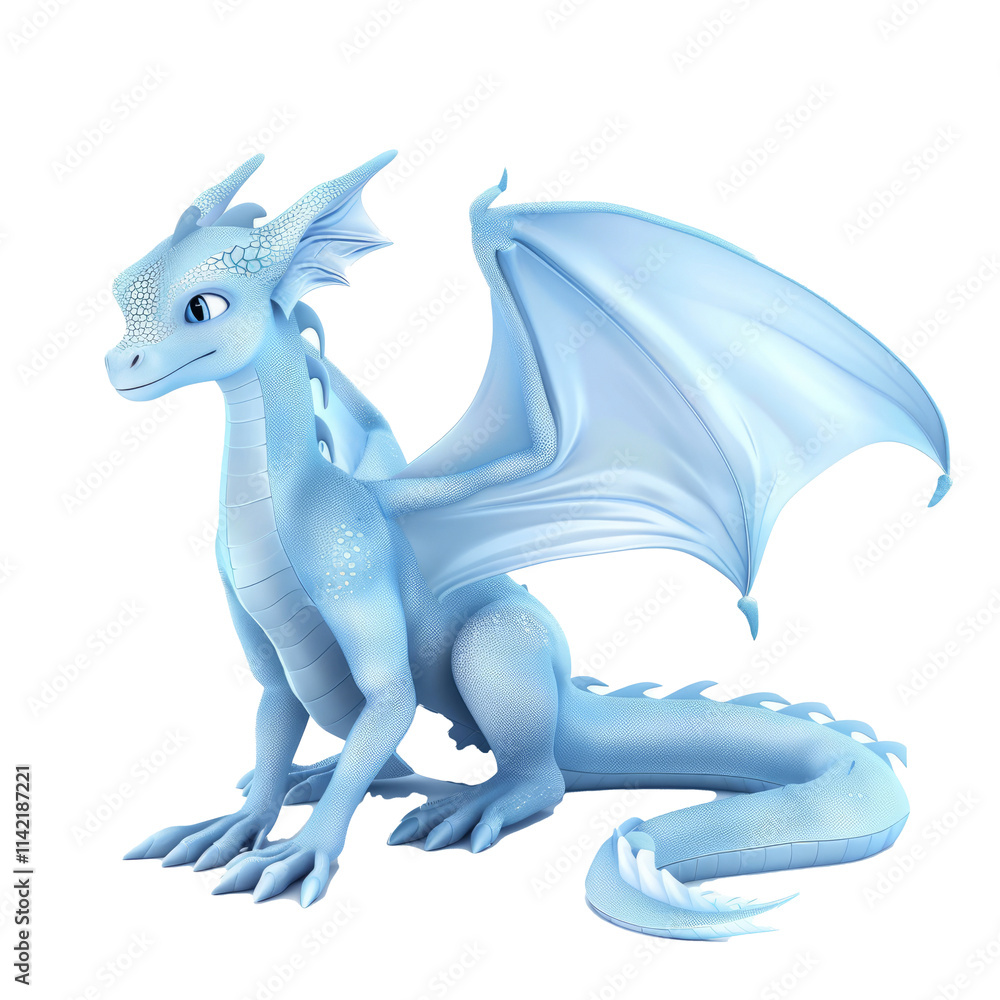 Fototapeta premium A friendly dragon, isolated in white, white background