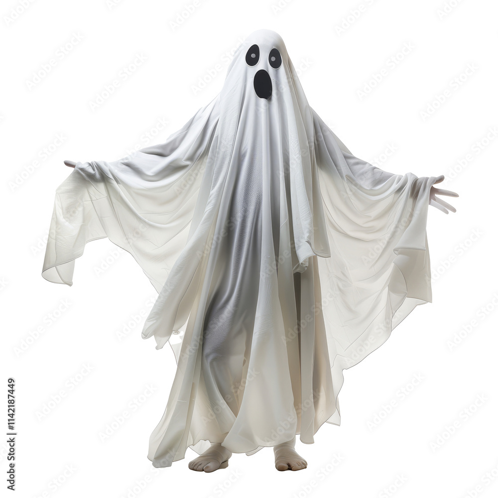 A friendly ghost, isolated in white, white background A friendly ghost, isolated in white, white background