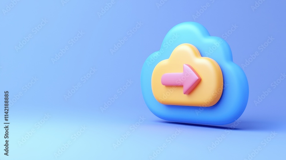 Colorful cloud icon with an arrow symbolizing data transfer. Colorful cloud icon with an arrow symbolizing data transfer.