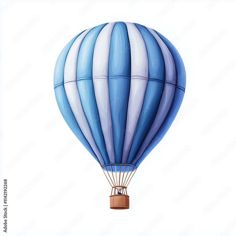 Fototapeta premium Vibrant hot air balloon illustration in vivid colors like red, blue, and yellow, isolated on a white background, perfect for travel and adventure concepts