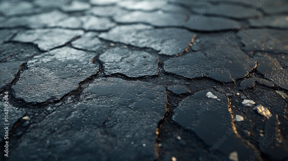 Cracked Dark Surface Texture Close Up Cracked Dark Surface Texture Close Up