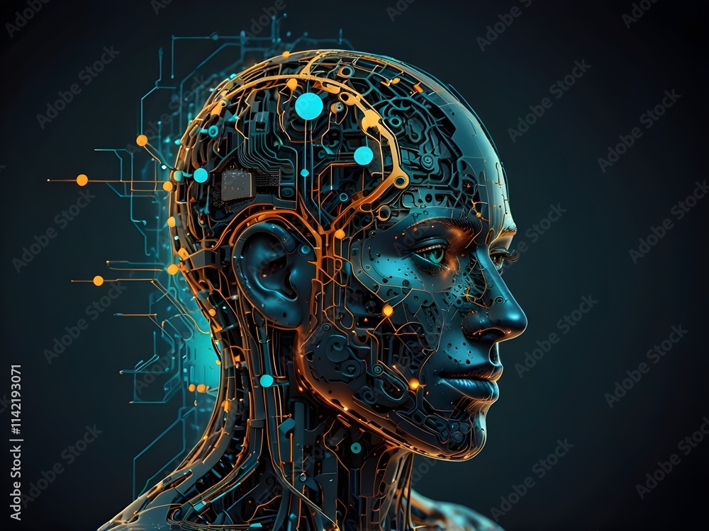 3d rendered illustration of a robot brain. future AI technology concept. 3d rendered illustration of a robot brain. future AI technology concept.