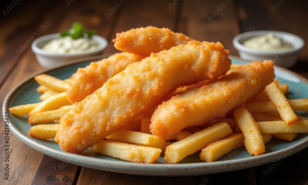 Crispy fish fillets with fries Crispy fish fillets with fries