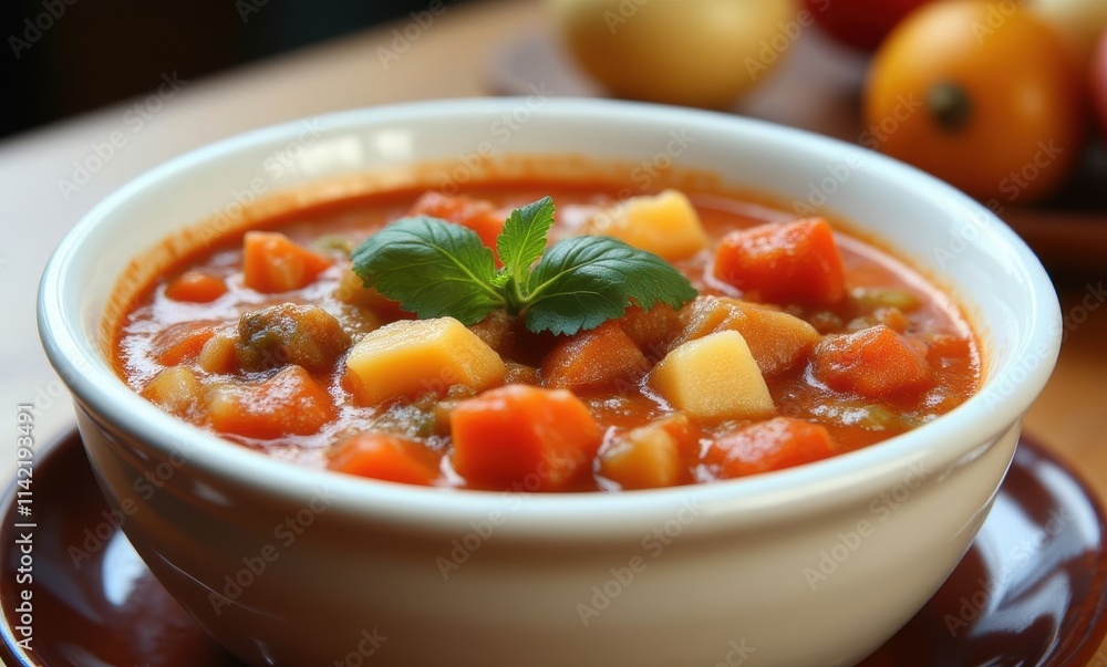 Delicious vegetable soup in a bowl Delicious vegetable soup in a bowl