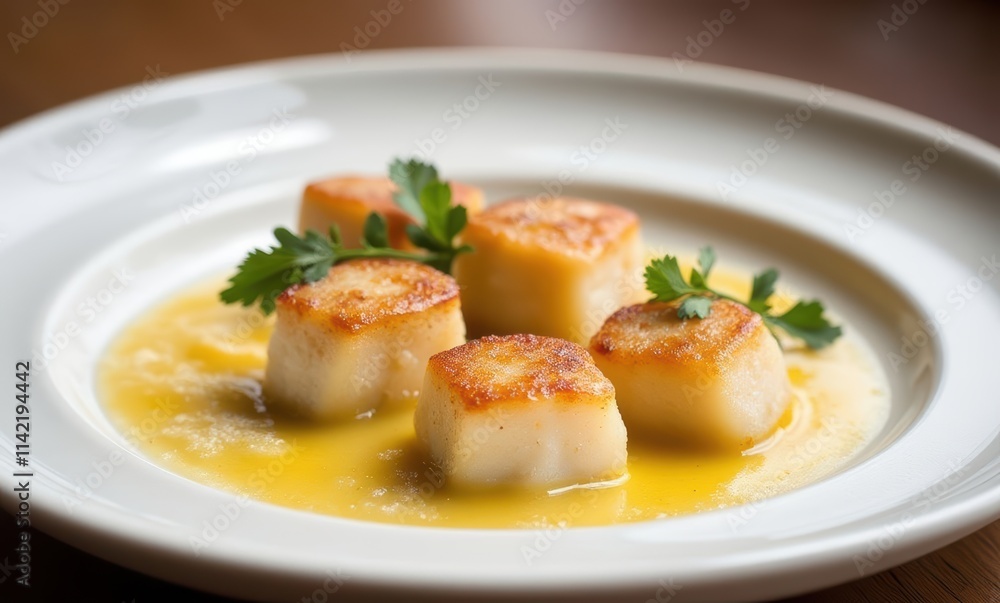 Delicious scallops elegantly plated. Delicious scallops elegantly plated.