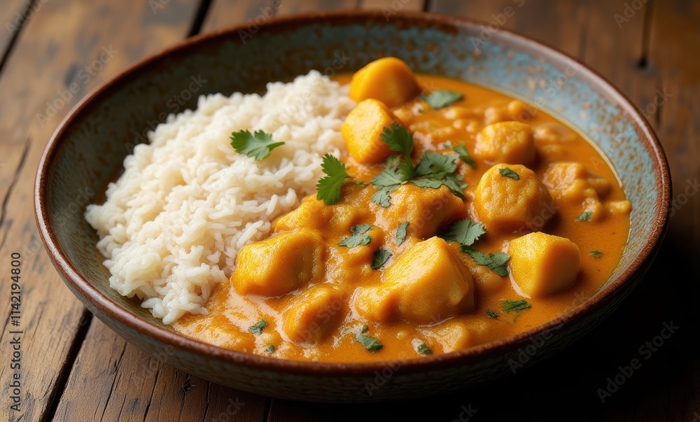 Delicious curry with rice and cilantro Delicious curry with rice and cilantro