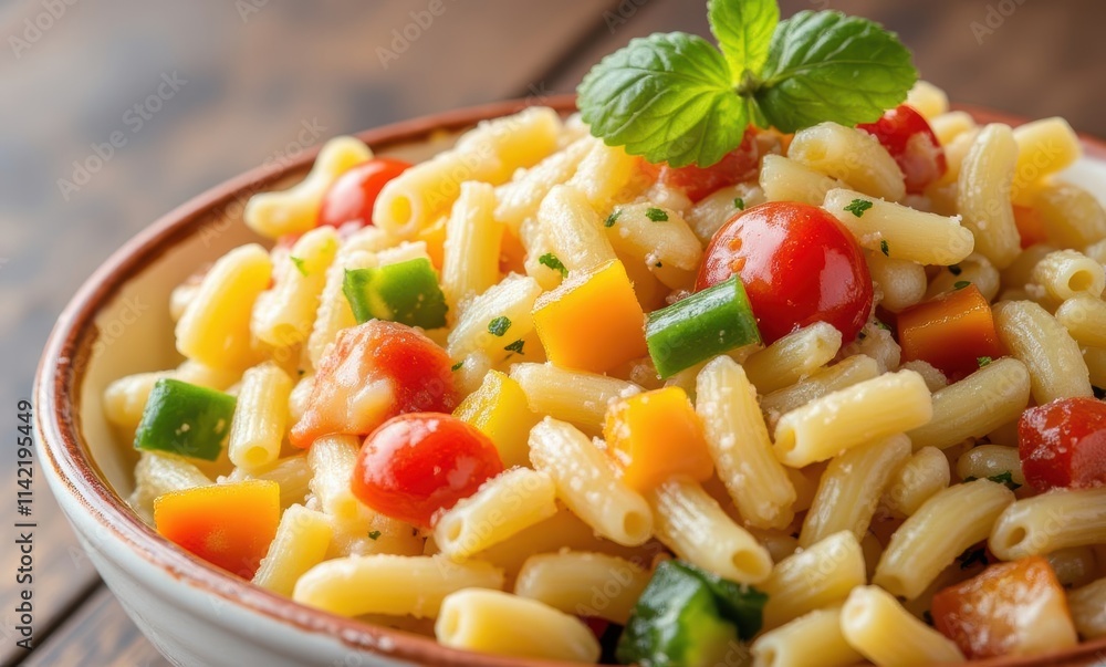 Colorful pasta salad with fresh vegetables Colorful pasta salad with fresh vegetables