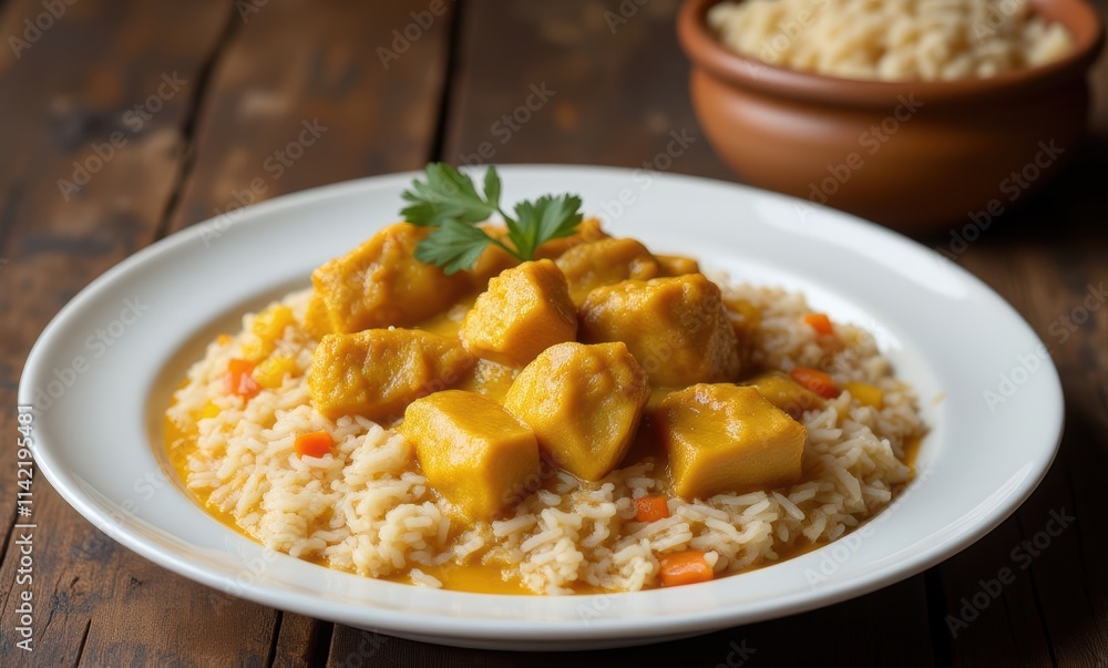 Delicious chicken curry on rice Delicious chicken curry on rice