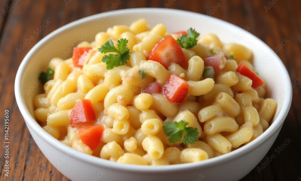 Creamy macaroni salad with fresh vegetables Creamy macaroni salad with fresh vegetables