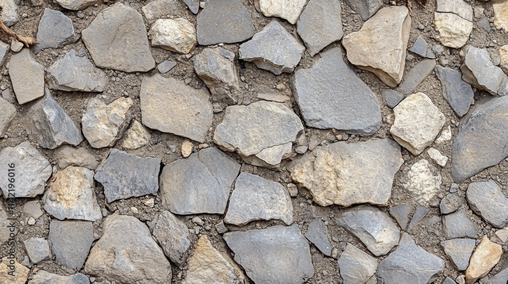 Obraz premium Irregular Shaped Stones Form A Rough Wall Texture