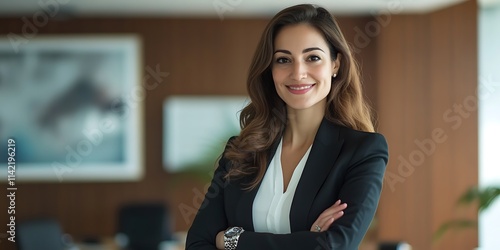 Portrait of a tax consultant standing confidently in a professional office, smiling