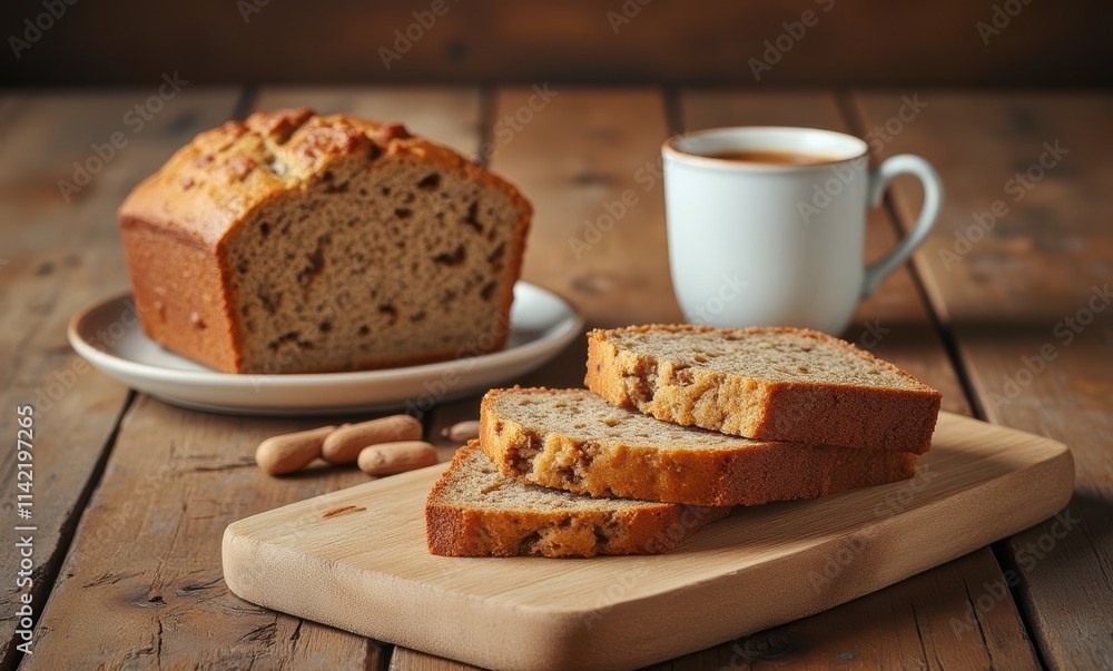 Delicious homemade bread with coffee Delicious homemade bread with coffee