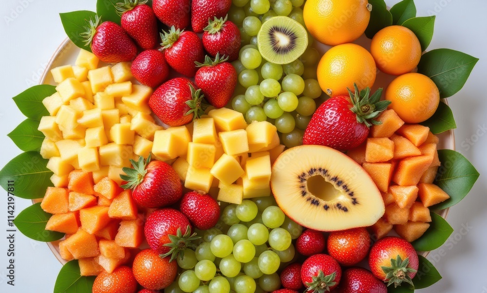Colorful fruit platter with fresh berries Colorful fruit platter with fresh berries