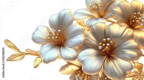 Elegant Gold and White Floral Arrangement on a Clean Background