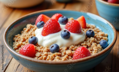 Delicious yogurt bowl with fresh berries