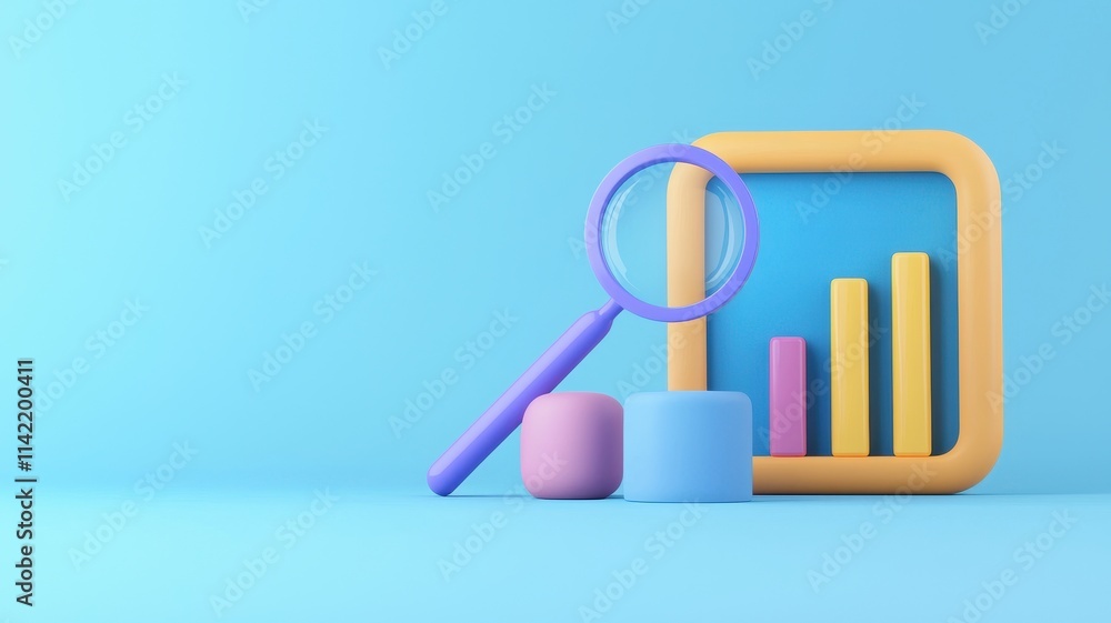Colorful data visualization tools on a blue background. Colorful data visualization tools on a blue background.