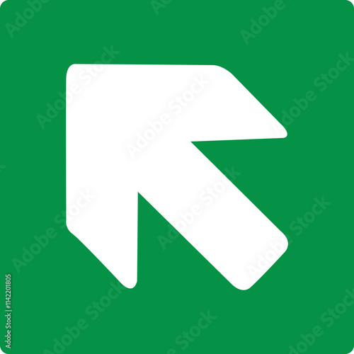Free Download Green sign left arrow. Arrow pointing up to the left. Arrow 45° degrees. Direction of movement to exit or shelter in an emergency. Movement to a safe area. Nearest safe point or exit. ISO 7010. - GFXLoad