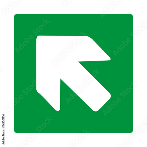 Green sign left arrow. Arrow pointing up to the left. Arrow 45° degrees. Direction of movement to exit or shelter in an emergency. Movement to a safe area. Nearest safe point or exit. ISO 7010. Free Download Green sign left arrow. Arrow pointing up to the left. Arrow 45° degrees. Direction of movement to exit or shelter in an emergency. Movement to a safe area. Nearest safe point or exit. ISO 7010. - GFXLoad