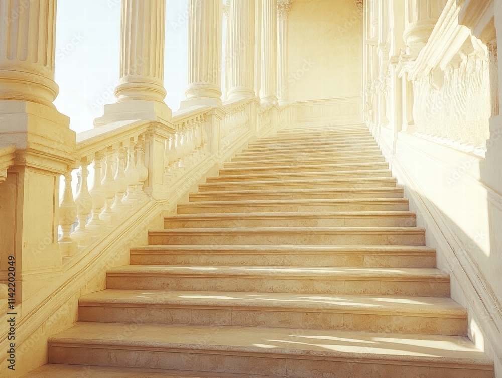 Dreamlike Pastel Stairs in Cream and Pale Yellow Tones Ethereal Setting Photography Soft Lighting Serene Atmosphere Dreamlike Pastel Stairs in Cream and Pale Yellow Tones Ethereal Setting Photography Soft Lighting Serene Atmosphere