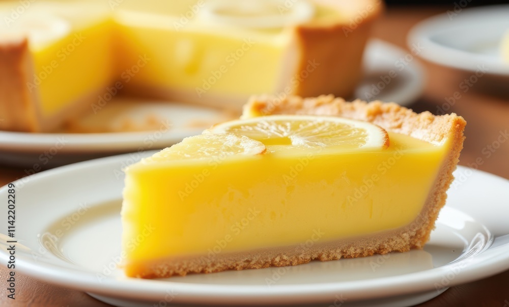 Delicious slice of lemon tart dessert Delicious slice of lemon tart dessert