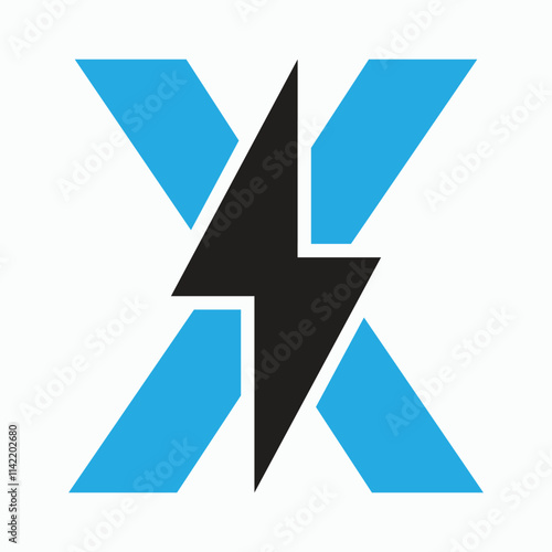 Free Download Initial Letter X With Thunder Bolt Symbol. Power Icon Electric Symbol Vector Template - GFXLoad
