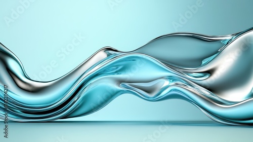 A shining aqua fluid form takes shape with elegant curves, interacting beautifully with light and shadow to create a dynamic, harmonious balance in this artful composition. photo