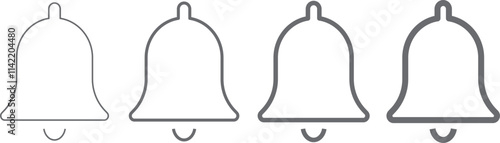 Notification bell icon set. along with a ringing bell and notification number sign for alerts and alarms
