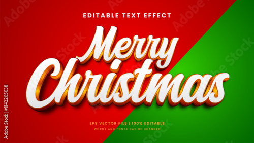 Merry christmas text effect. Christmas 3d editable text effect style