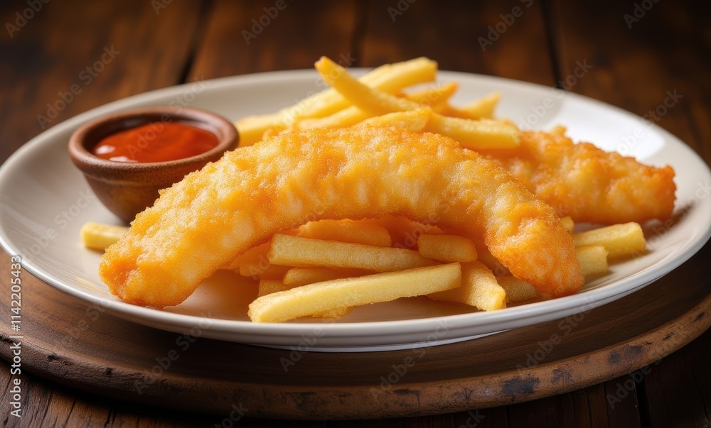 Golden fried fish and crispy fries Golden fried fish and crispy fries