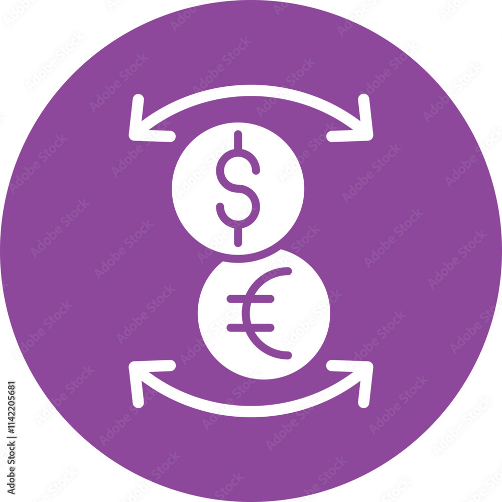 Currency Exchange glyph circle icon Currency Exchange glyph circle icon