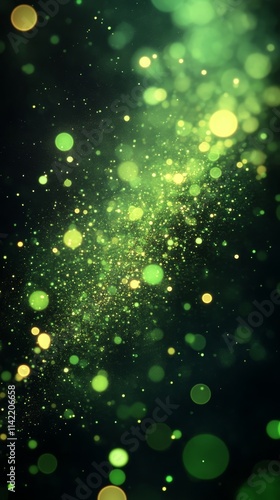 Glowing green blurred light gradient dark grainy black vertical background glowing light spot copy space, Generative AI