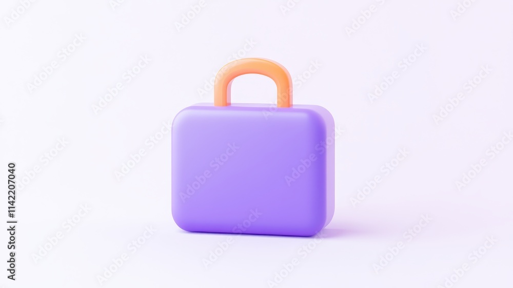 Purple suitcase with an orange handle on a white background. Purple suitcase with an orange handle on a white background.