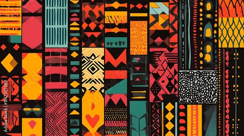 Vibrant African textile patchwork.