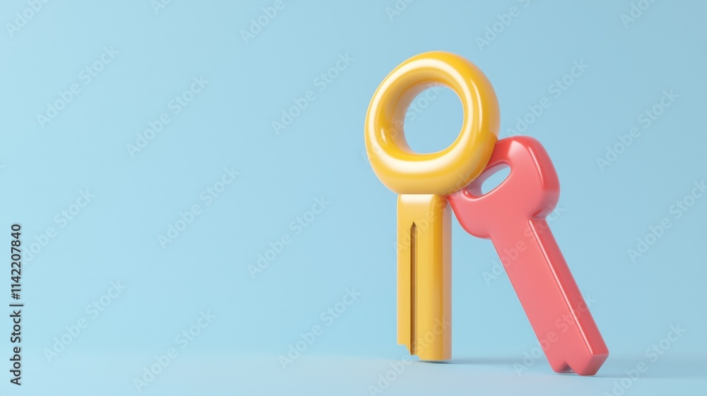 Colorful keys on a blue background. Colorful keys on a blue background.