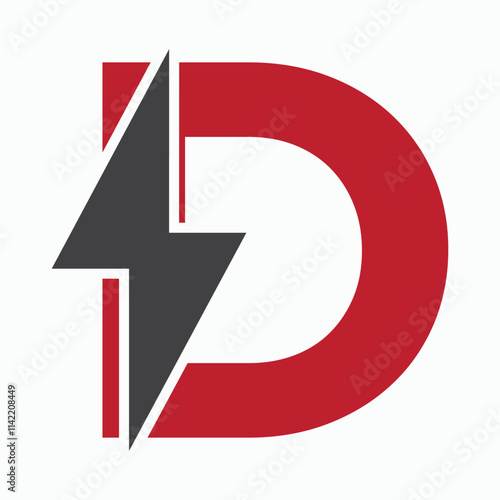 Free Download Initial Letter D With Thunder Bolt Symbol. Power Icon Electric Symbol Vector Template - GFXLoad