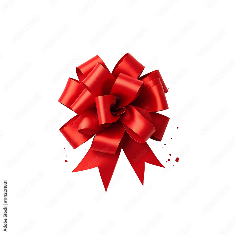 Red satin gift ribbon and bow isolated on transparent background, Christmas or birthday or Valentines Day holiday celebration, png Red satin gift ribbon and bow isolated on transparent background, Christmas or birthday or Valentines Day holiday celebration, png