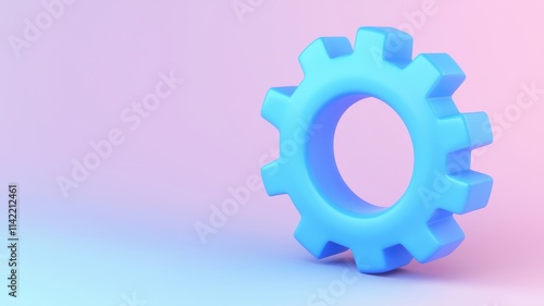 A blue gear on a gradient background.