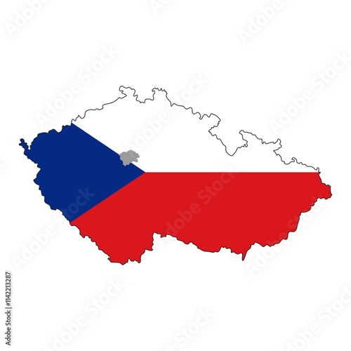 Czech Republic map. Vector illustration country map of Czech, colorful country flag version. Outline of the country of the Czech Republic on a white background.