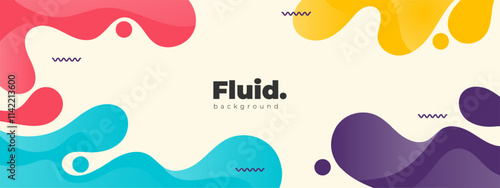 abstract colorful background with liquid shapes and memphis elements