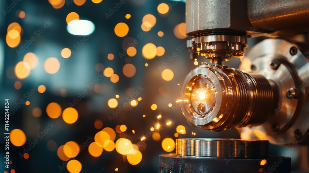 The captivating scene captures sparks flying from an industrial machine, creating a dynamic focus on craftsmanship and the blend of art and technology in production. The captivating scene captures sparks flying from an industrial machine, creating a dynamic focus on craftsmanship and the blend of art and technology in production.