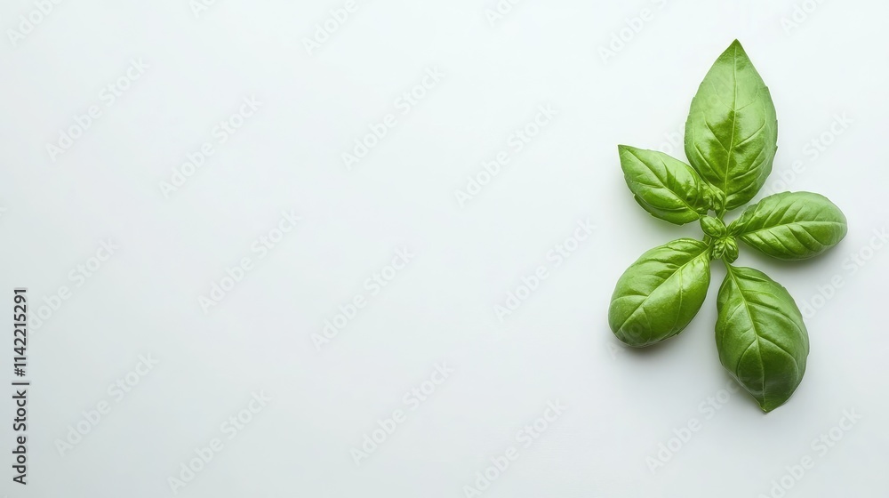 Fresh Green Basil Leaves Isolated on Light Background for Cooking Fresh Green Basil Leaves Isolated on Light Background for Cooking