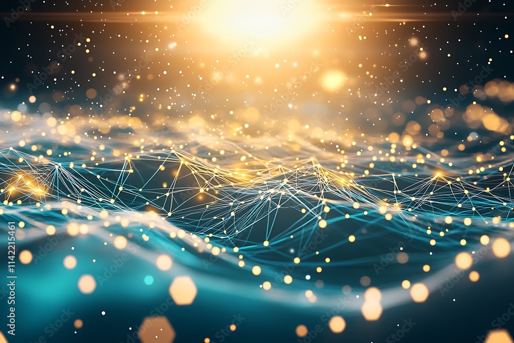 Futuristic abstract technology background with glowing interconnected lines and dynamic shapes