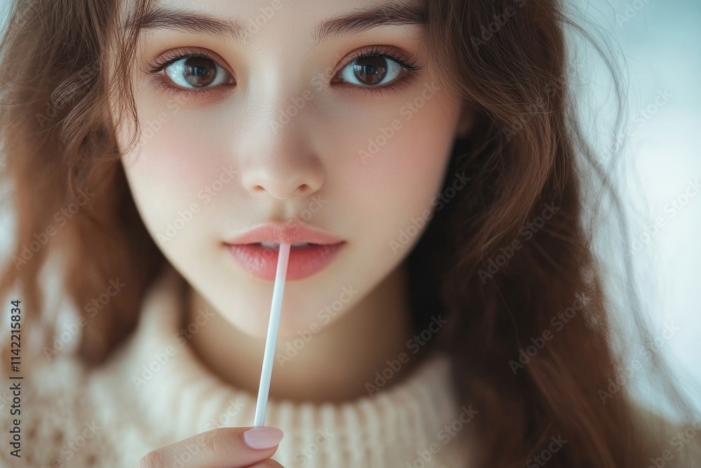 Close-up young woman brushing her hair and have many hair loss on the comb, Generative AI Close-up young woman brushing her hair and have many hair loss on the comb, Generative AI