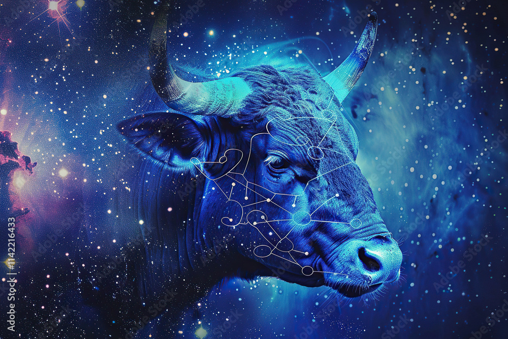 Astrological composition with concept of Taurus zodiac sign symbol Astrological composition with concept of Taurus zodiac sign symbol