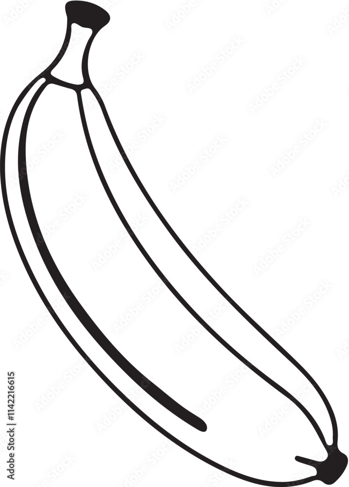 Banana, line art silhouette vector isolated on white background. Banana, line art silhouette vector isolated on white background.