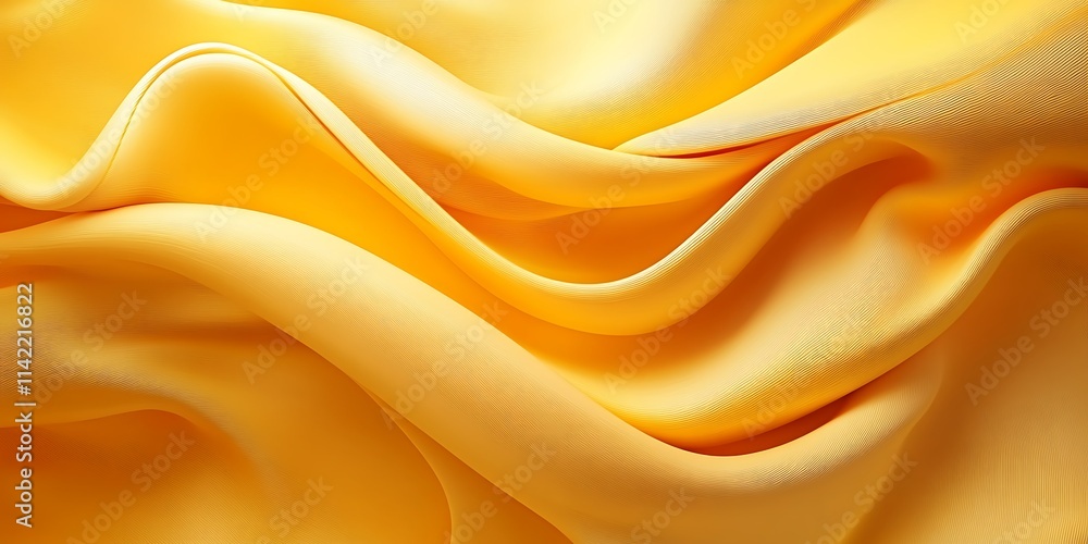 Obraz premium Luxurious yellow silk fabric with soft waves and folds.