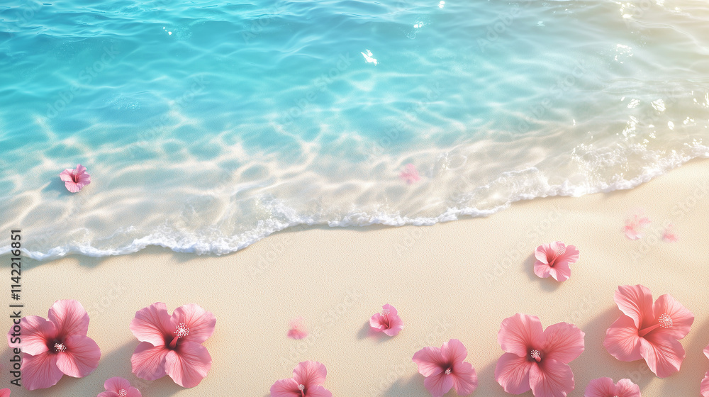 pink flowers on beautiful beach pink flowers on beautiful beach