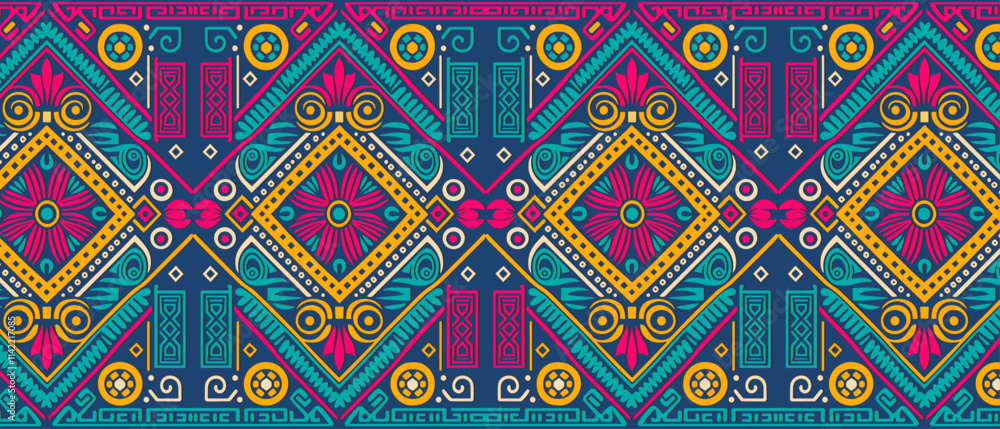 Indian ethnic Seamless pattern background , vector illustration design. Indian ethnic Seamless pattern background , vector illustration design.