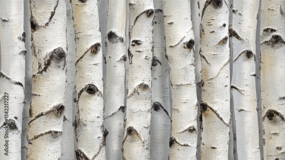 Obraz premium White Birch Tree Trunks Close Up Texture