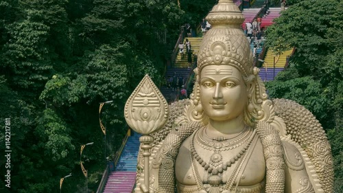 batu caves statue of murugan Drone photo